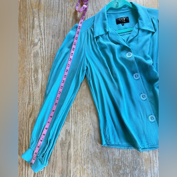 House of Foxy 1940s style blouse in bright duckegg UK size 12 - Picture 10 of 14